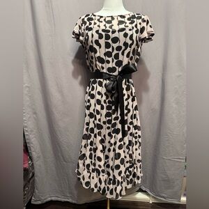 Rickie Freeman for Teri Jon Black and Blush Polka Dot Midi Dress - Size 2